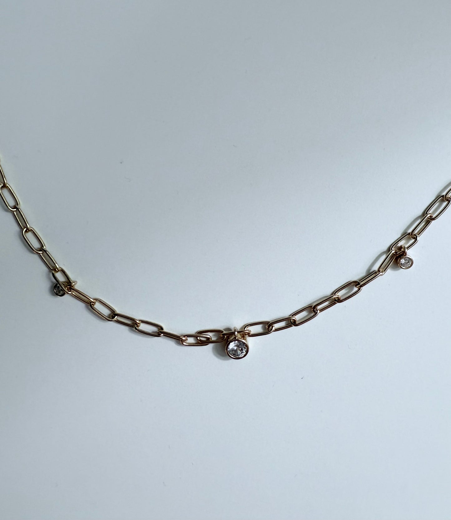 Round Charm Paperclip Chain Necklace